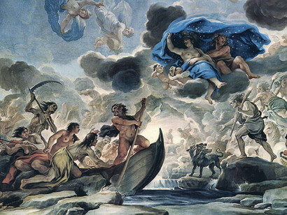The fresco in the gallery of the Palazzo Medici-Riccardi in Florence, titled Charon's Boat, the Sleep of Night, and Morpheus, was painted by Luca Giordano between 1684 and 1686