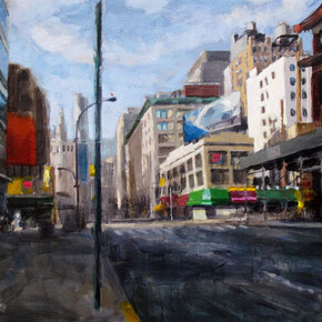 Laurent Dauptain, Boutiques et reflets, 2014, Oil on Canvas, 38" x 57½"