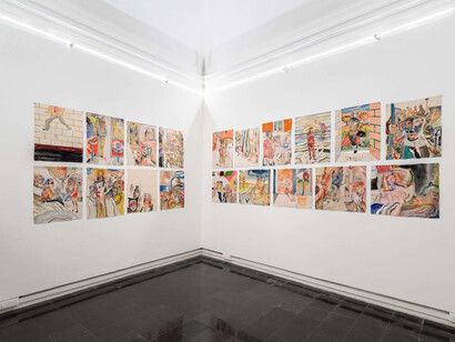 Pier Paolo Perilli, I quadrucci, exhibition view. Courtesy of Galleria Eugenia Delfini 
