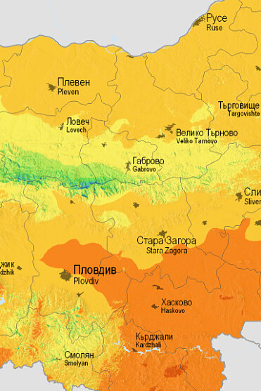 Mapa de radiación solar de Bulgaria