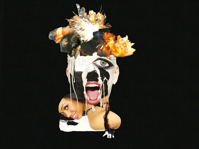 Rashaad Newsome, Yeeeeeees!, unframed, collage on paper, 32 x 25 in, courtesy the artist and The Fine Art Society