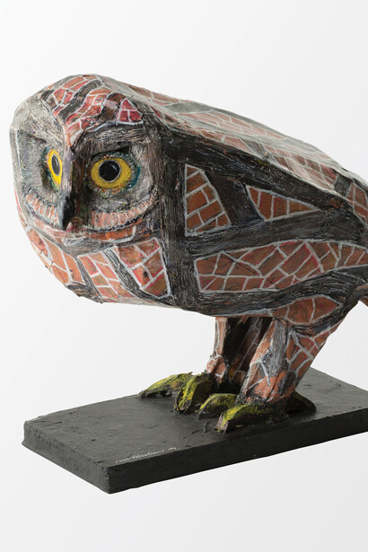 Macquette for Gerberoy Owl, 2005, Epoxy Resin, Paper, Paint, 30 X 15 X 26 cm