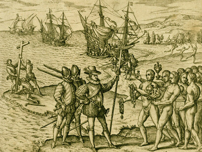 Theodore de Bry, Christopher Columbus landing in the Caribbean