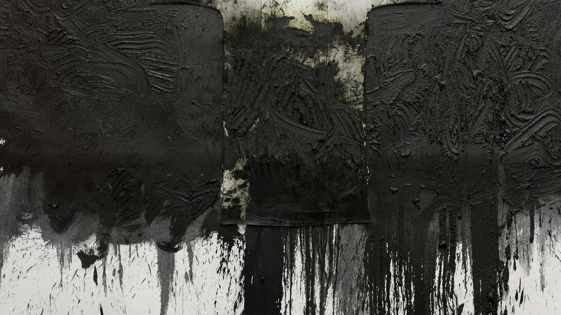 Hermann Nitsch, Untitled, 2010, Oil on canvas and painting on shirt, 200 x 300 cm