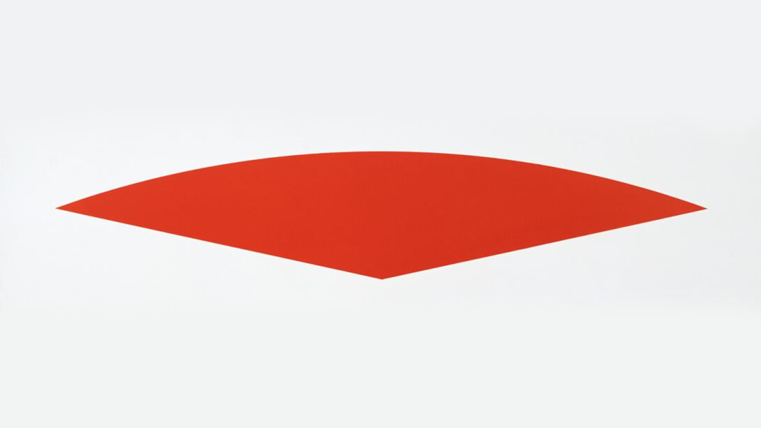 Ellsworth Kelly, Red Curve (State II), 1988, 1-color lithograph, 26x84 inches. Edition of 15. © 1988 Ellsworth Kelly and Gemini G.E.L. LLC. Courtesy of Gemini G.E.L. at Joni Moisant Weyl