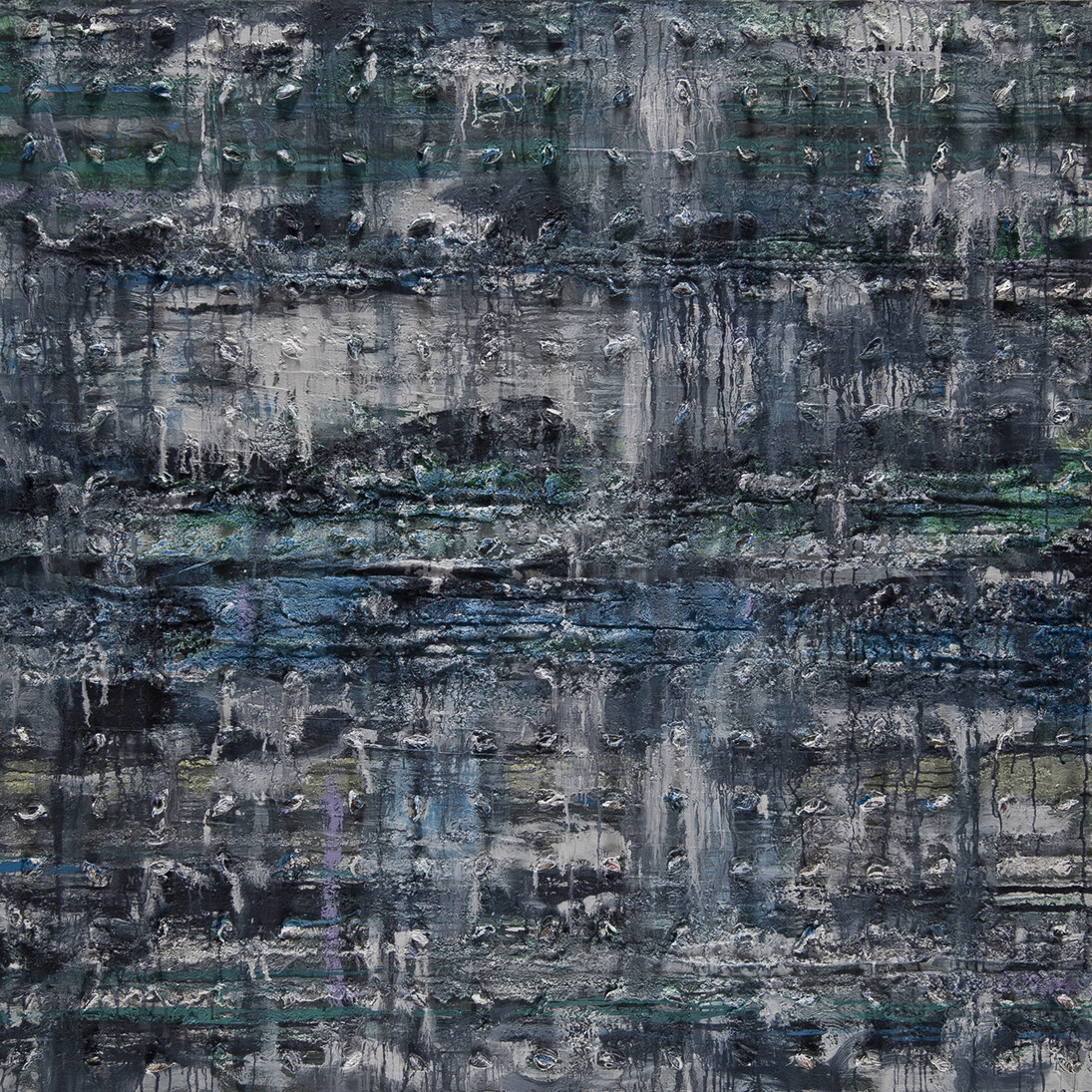 Thaier Helal, Assi River, 2014, Mixed media on canvas, 170 x 170 cm