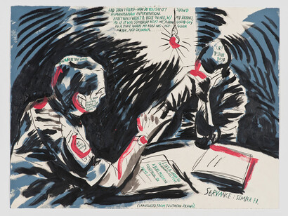 Raymond Pettibon, No title (And then I), 2014, pen, ink and acrylic on paper, 57.2 x 76.2 cm, Courtesy Contemporary Fine Arts, Berlin