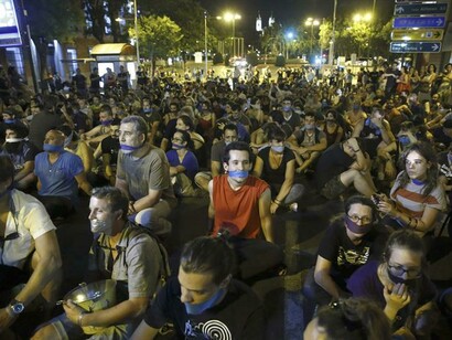 Manifestantes españoles