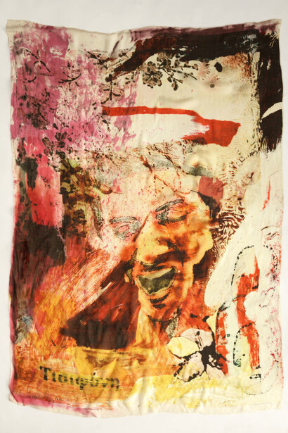 Alexander Polzin, Furie I, Tisephone, 2012, 150 x 110 cm, Mixed media on silk