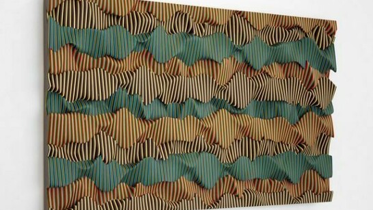 Ara Peterson, Cherry Colored Funk, 2012, Wood and acrylic paint, 30 x 50 x 2.75 inches, R3AP208