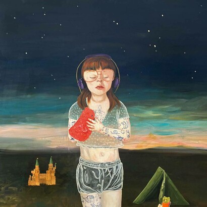Anne Siems, “Cosmic Sound,”(detail) acrylic on panel, 60 x 40 in. Courtesy of the artist and Patricia Rozvar Gallery