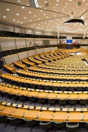 Empty seats in EU parliament, Brussel, Belgium