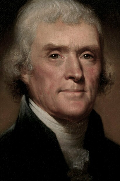 Retrato presidencial oficial de Thomas Jefferson, óleo sobre lienzo, Rembrandt Peale, 1800