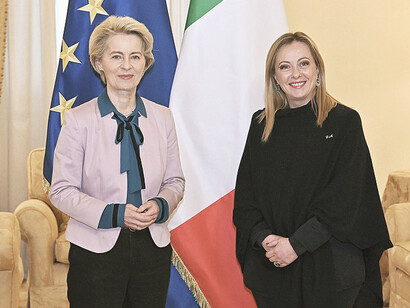 Giorgia Meloni, on the right, and Ursula von der Leyen