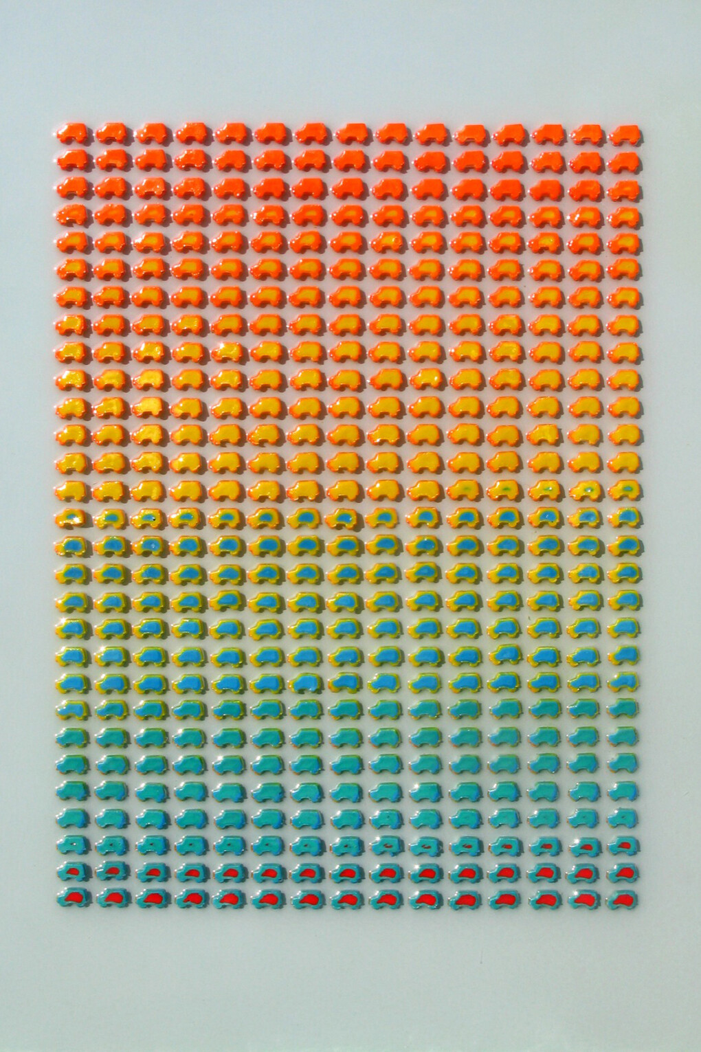 Carbon Sunset, 2011 30 x 24 inches, Play-Doh and archival polyurethane on panel by Fernando Orellana