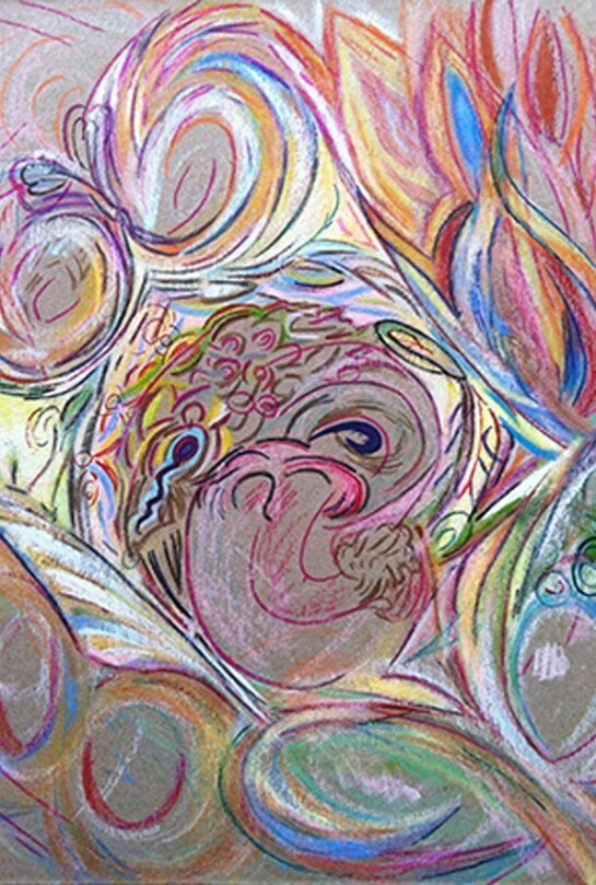 Cloning Sexually (Pregnancy), acrylic on cardboard, 11 x 8 inches