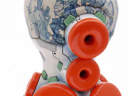 Brendan Tang, (detail), Manga Ormolu 4.0p, ceramic 27 x 12 x 12 inches. Courtesy of Gallery Jones