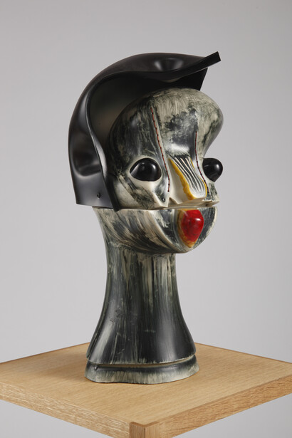 Izumi Kato, Untitled, 2013, Soft vinyl, urethane foam, wood (pedestal), Sculpture: 15 x 8 1/4 x 8 3/4 inches, Pedestal: 25 1/2 x 11 3/4 x 11 3/4 inches / Sculpture: 38 x 21 x 22cm, Pedestal: 65 x 30 x 30 cm, Photo: Ikuhiro Watanabe, Courtesy Galerie Perrotin