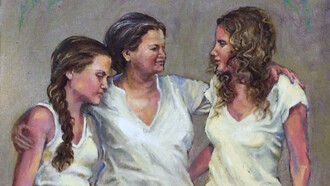Mira Kliger. Naomi and her Daughters in Law. Oil on Canvas, 25x30 cm