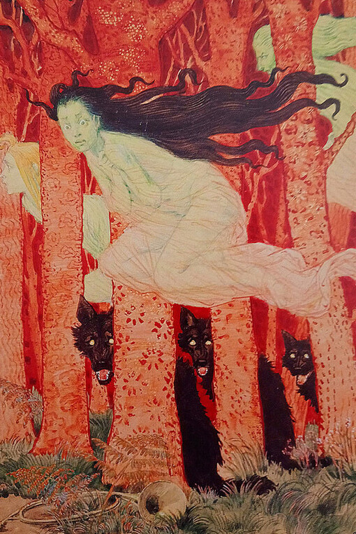 Eugène Grasset, "Trois femmes et trois loups"
