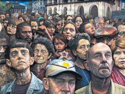 Mondongo's "Demonstration", a tribute to Antonio Berni's "Manifestación" from 1934, a reinterpretation of a classic piece in the history of Argentinian art