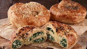 Some of the tasty and affordable vegetarian and vegan options at Simit Sarayi in Amsterdam