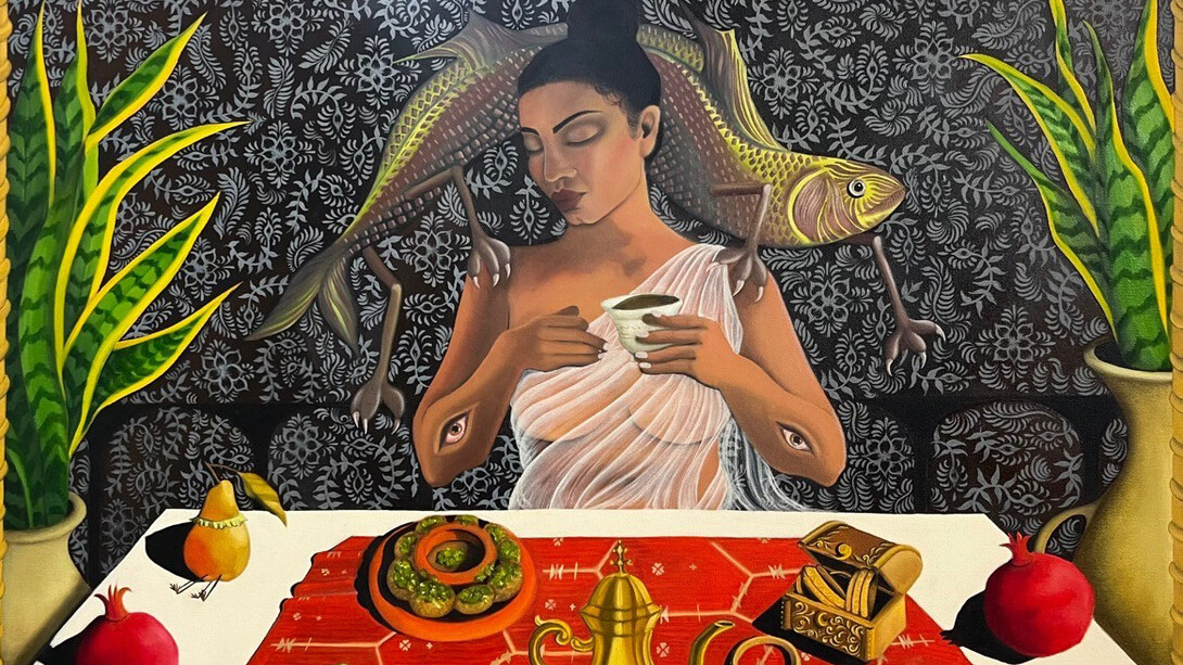 Farah Billah, The table, with friends (detail), 2026. Courtesy of Ogden Museum of Southern Art