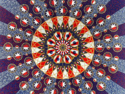 Stars and Stripes Arabesque, detail. Acrylic tempera on canvas, 150 x 150 cm, 59 X 59 in., 2005
