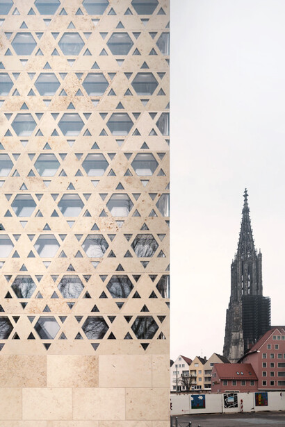The new synagogue in Ulm stands in the Weinhof, a stone’s throw from its original site. Photograph by Yohan Zerdoun