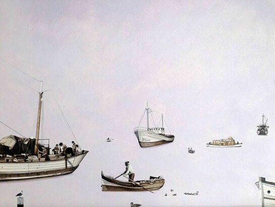 Pablo D'Antoni, The Pidgeon, 2014, oil on panel, 21 x 25 in.