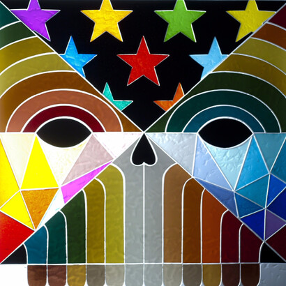 Okuda, Skull Mutations III, 2017. Courtesy of StolenSpace Gallery