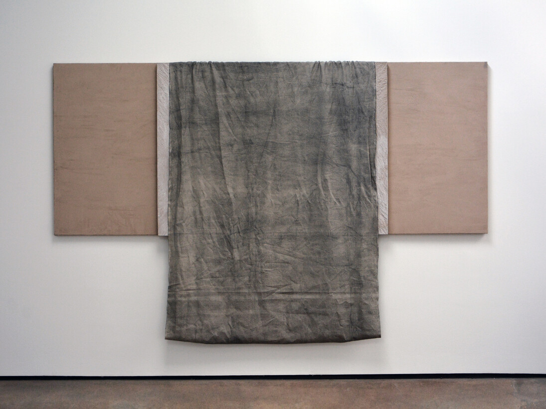 N. Dash. Untitled, 2013. Adobe, jute, wood support, acrylic, graphite, linen. 75 x 96 in. (190.5 x 243.8 cm)