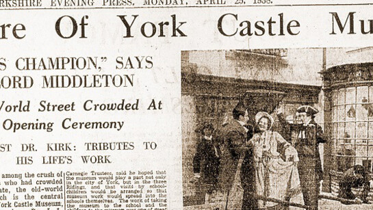 Newspaper coverage of York Castle Museum's opening, 1938