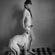 Nicolás Muller, The greyhound and the model, Tangier, Morocco ,1940 © Nicolás Muller