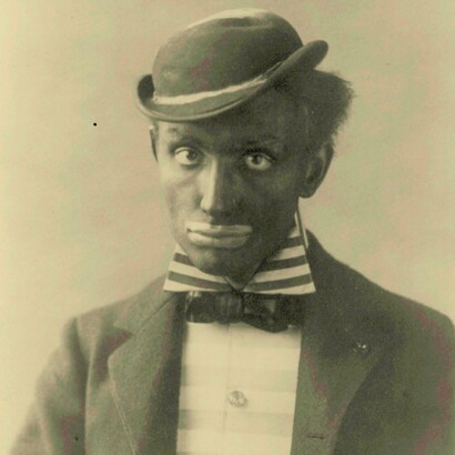 Frances Benjamin Johnston, "Hombre posando con blackface", fotografía, 1890