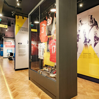 The story of Estonian sport, exhibition view. Courtesy of Estonian Sports and Olympic Museum