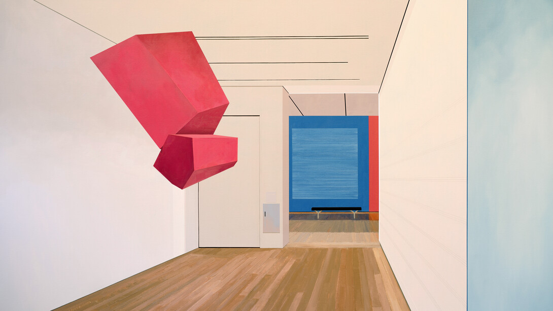 Sarah McKenzie
Suspension (Yale University Art Gallery with Sol Lewitt and Joel Shapiro, 2018) 2019
oil and acrylic on canvas
48 x 72 in. (121.92 x 182.88 cm)