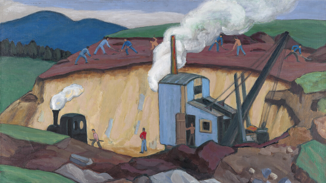 Gabriele Münter, La excavadora azul (obras en la carretera de las Olimpiadas a Garmisch), 1935-1937. Cortesía del Museo Nacional Thyssen-Bornemisza