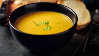 Lentil soup on display