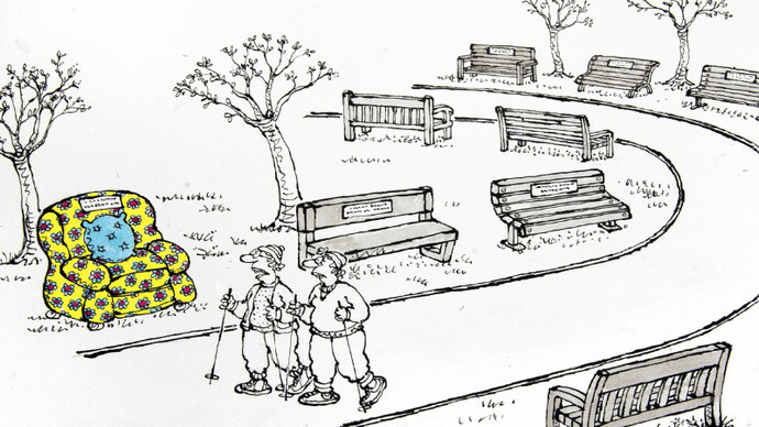 On The Edge: The Cartoon World of Ed Mclachlan. Courtesy of Chris Beetles Gallery 