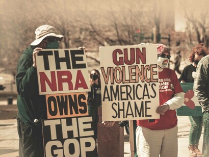 Protesters expressing their stance on gun control in the U.S.
