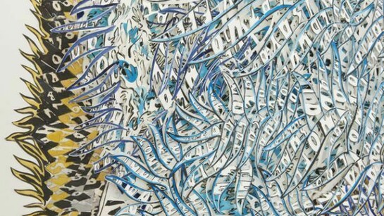 Natasha Bowdoin, Boubakiki (detail), 2013, ink, gouache and pencil on cut paper, 36 by 36 by 1 inches