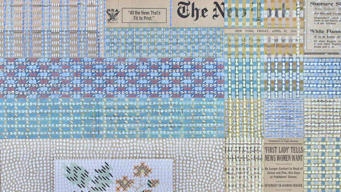 Myriam Dion, Darning sampler (triptyque), 2024. Courtesy of Arsenal Contemporary 