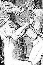 "El dedo mágico (o magnetismo animal)", ilustración anónima, siglo XVIII