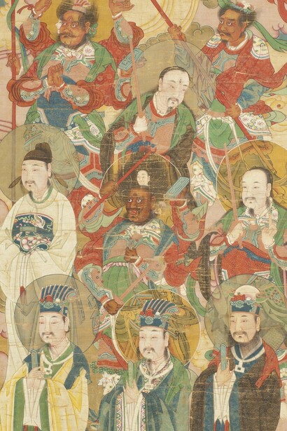 Pintura de la dinastía Qin que representa a gobernantes, dioses celestiales y seres inmortales