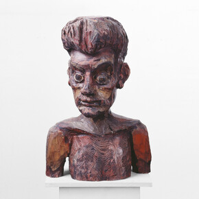 Hans Scheib, Head of a Young Man, 2005, acrylic on wood, 18 1/2 x 12 1/2 x 10 inches (47 x 31.8 x 25.4 cm)