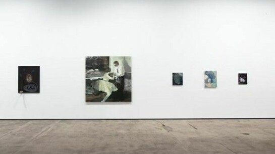 Installation view of Meshes of the Afternoon, a group exhibition of paintings, photo by Jason Mandella