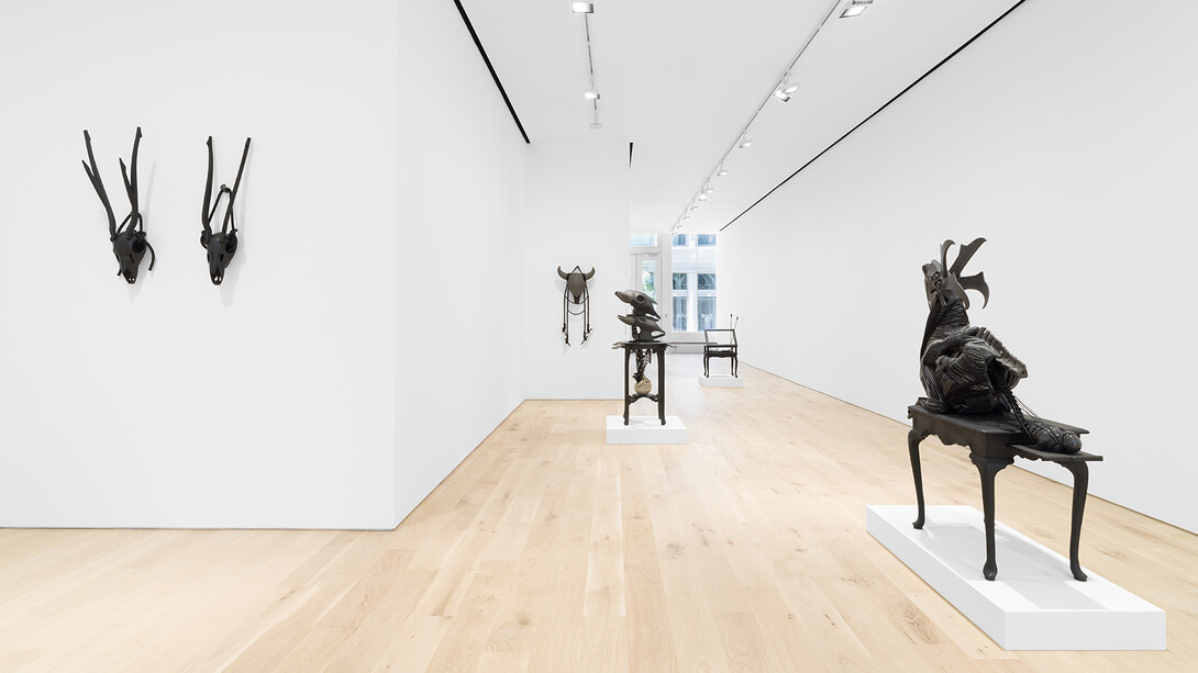 Cannupa Hanska Luger, American traditional, exhibition view. Courtesy of Garth Greenan Gallery