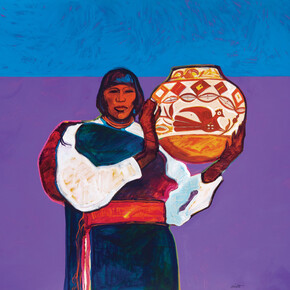 John Nieto, Mary from Acoma Pueblo, 1988, acrylic on canvas, 48x60 inches. Courtesy of LewAllen Gallery 
