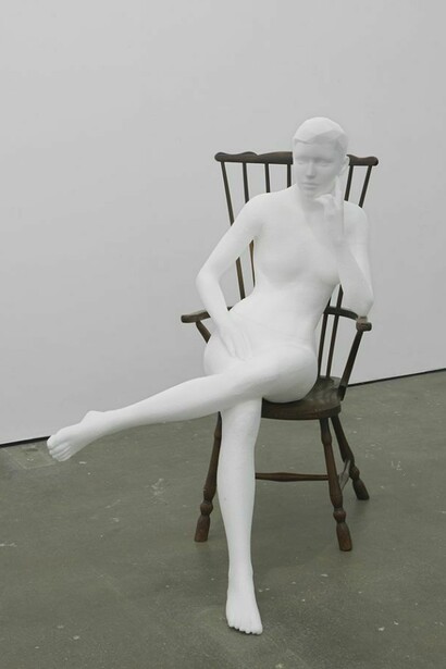 Matthew Darbyshire, Seated Nude, 2014, Polystyrene and 20th century, Windsor chair, 125 x 95 x 100 cm / 49.2 x 37.4 x 39.3 in, courtesy of Herald St, London